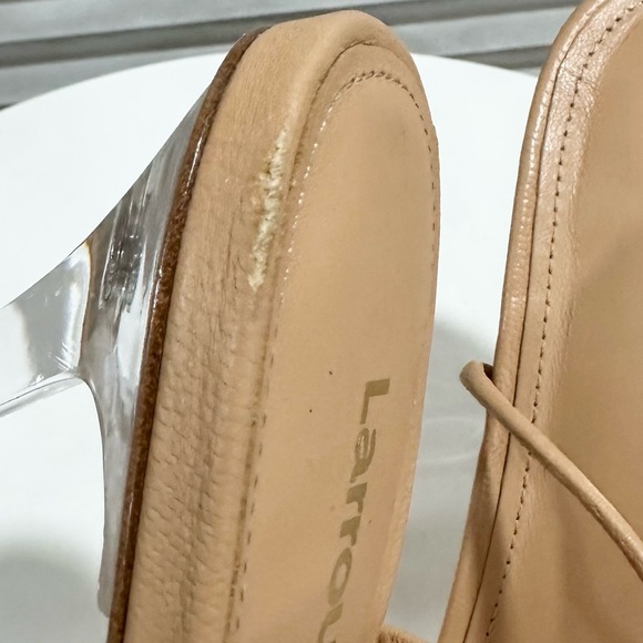 🌹LARROUDE🌹 Gloria Sandal In Tan Leather and Vinyl Size: 6 - Picture 11 of 13